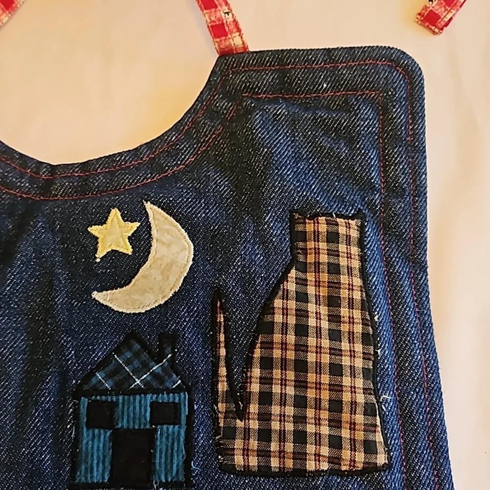 Hand Crafted upcycled bids 2pc-Set double-sided train plaid quilted embroidered